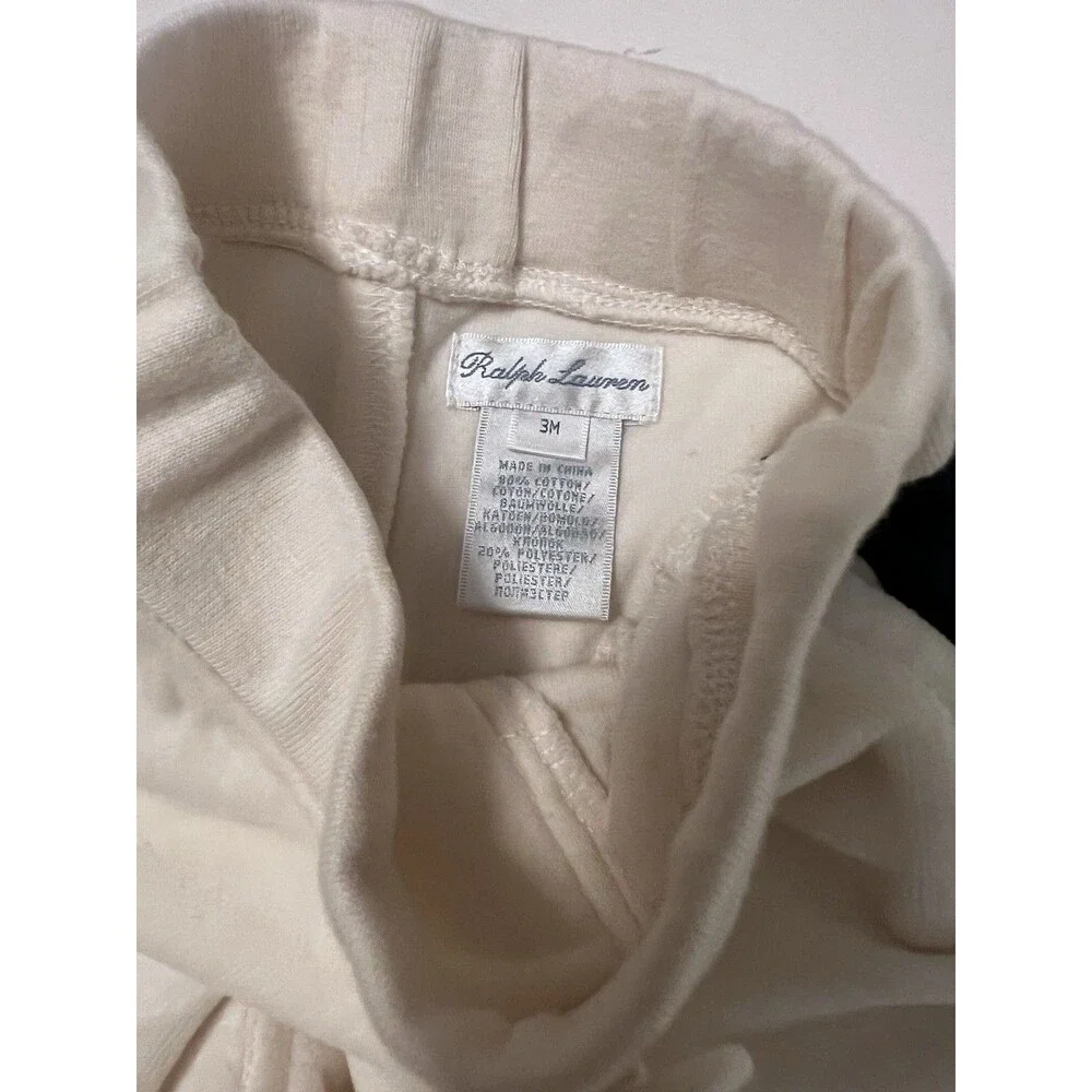 Ralph Lauren Infant Baby Cream Sweatpants Joggers 3M - 100% Cotton Luxury Comfy